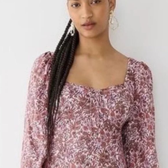 NWT J. Crew Sweetheart long-sleeve midi dress in fête floral Size 12 - Picture 3 of 9